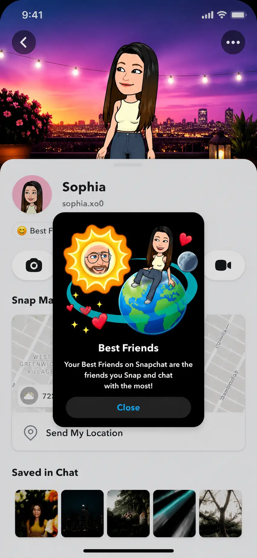 Earth vs Uranus Snapchat planet badge comparison: Uranus is teal with stars, Earth is blue-green with a moon and hearts.