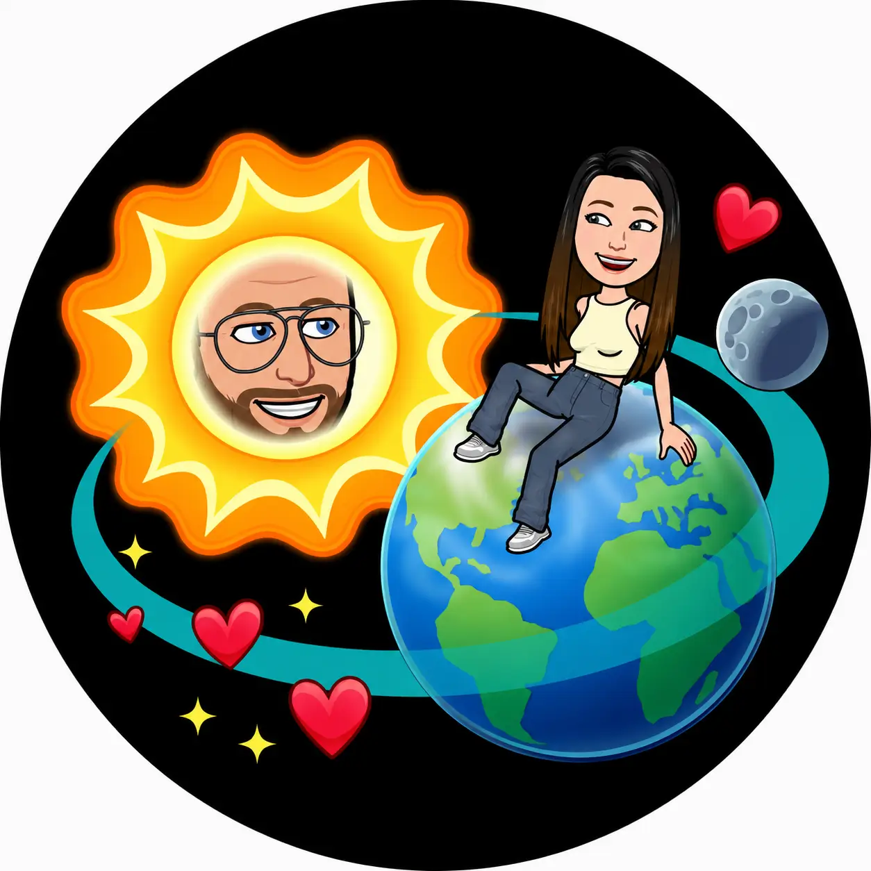 Earth Snapchat planet badge moon red hearts #3 best friend