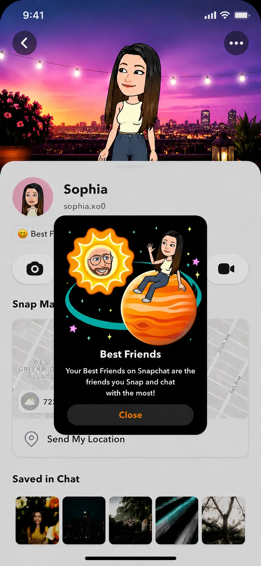 How to find orange planet Jupiter on Snapchat tap friend profile, gold ring badge, tap to reveal planet position.
