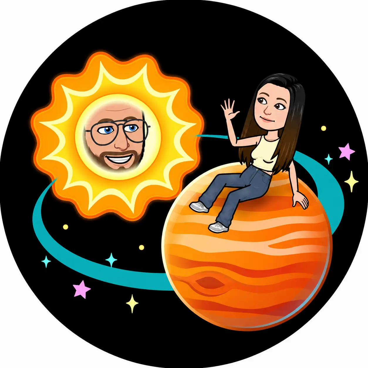 Jupiter Snapchat planet orange striped badge #5 best friend