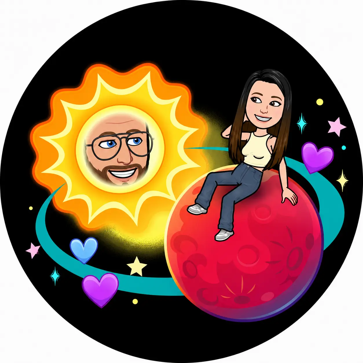 Mars red planet Snapchat badge blue purple hearts #4