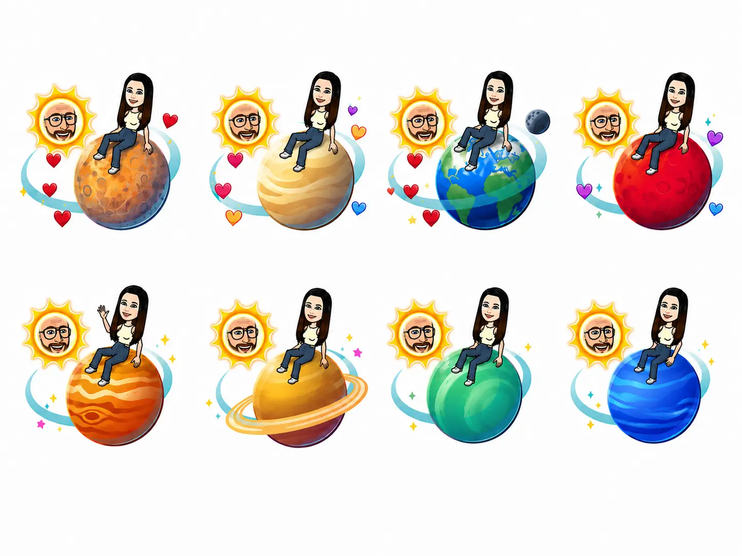 Snapchat planet order showing all 8 planets from Mercury to Neptune in Friend Solar System