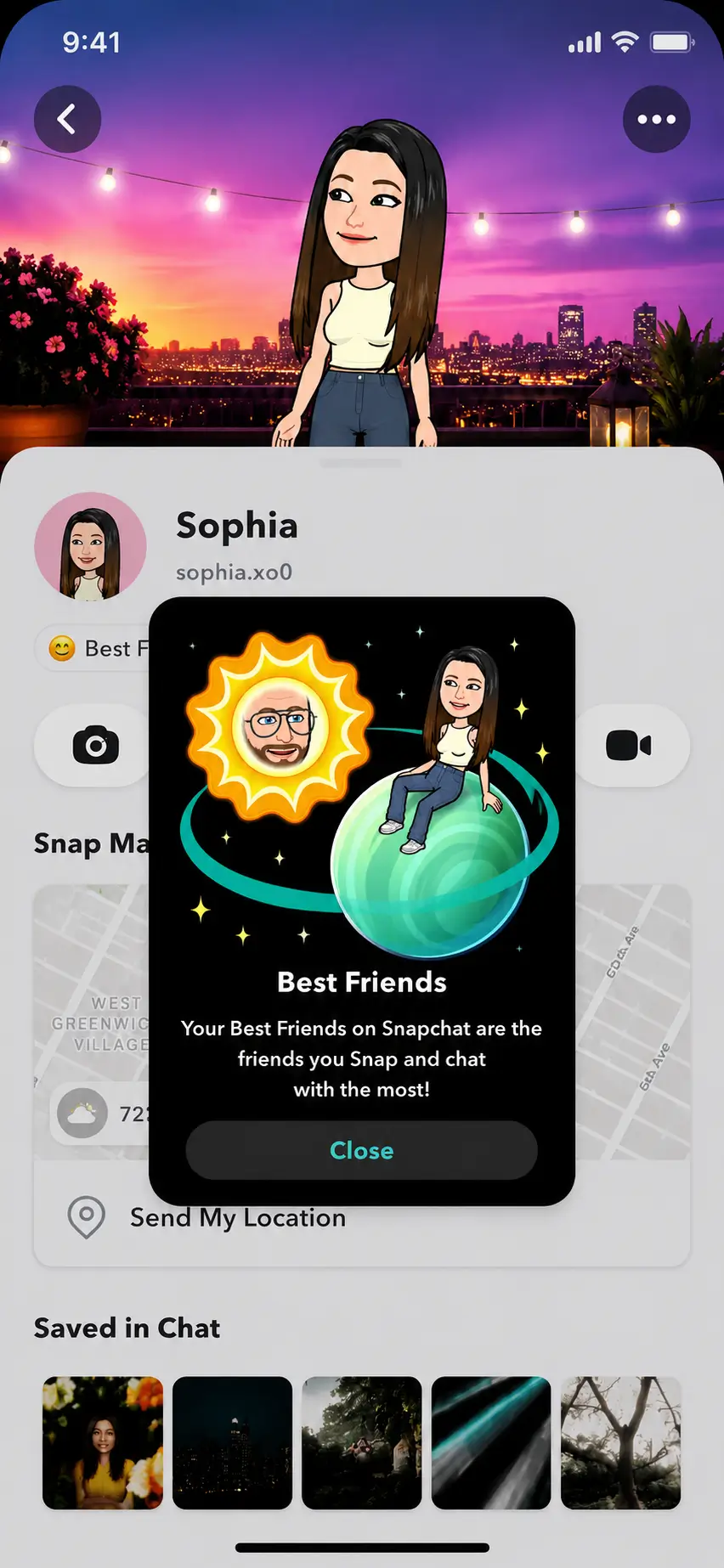 Uranus vs Earth Snapchat planet badge comparison: Uranus is teal with stars, Earth is blue-green with a moon and hearts.