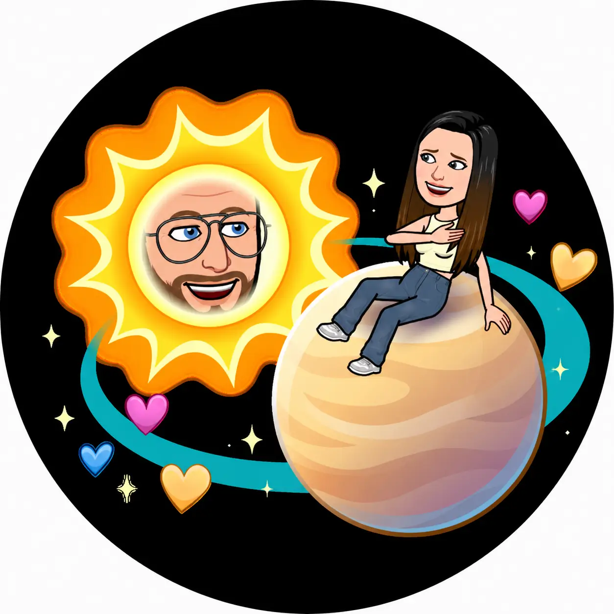 Venus Snapchat planet badge pink blue yellow hearts #2