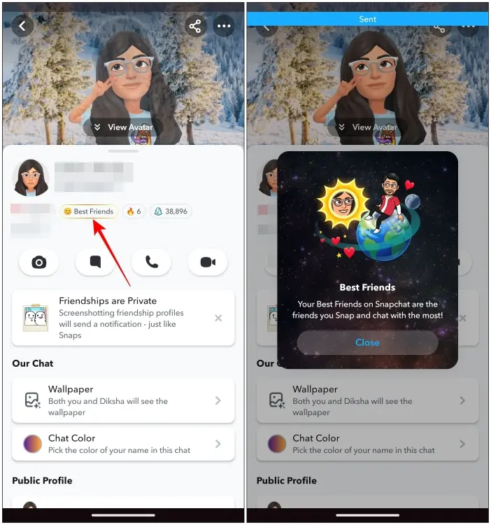 How to check Snapchat solar system: tap friend profile, tap gold ring badge, planet position reveals in Friend Solar System.